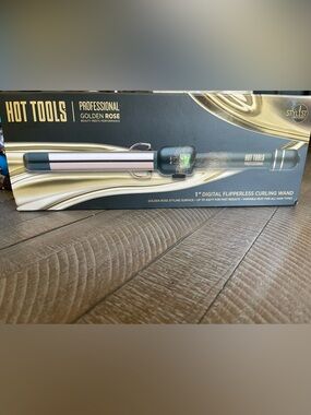 Professional Golden Rose 1" Digital Flipperless Curling Wand - Rose Gold/Black
